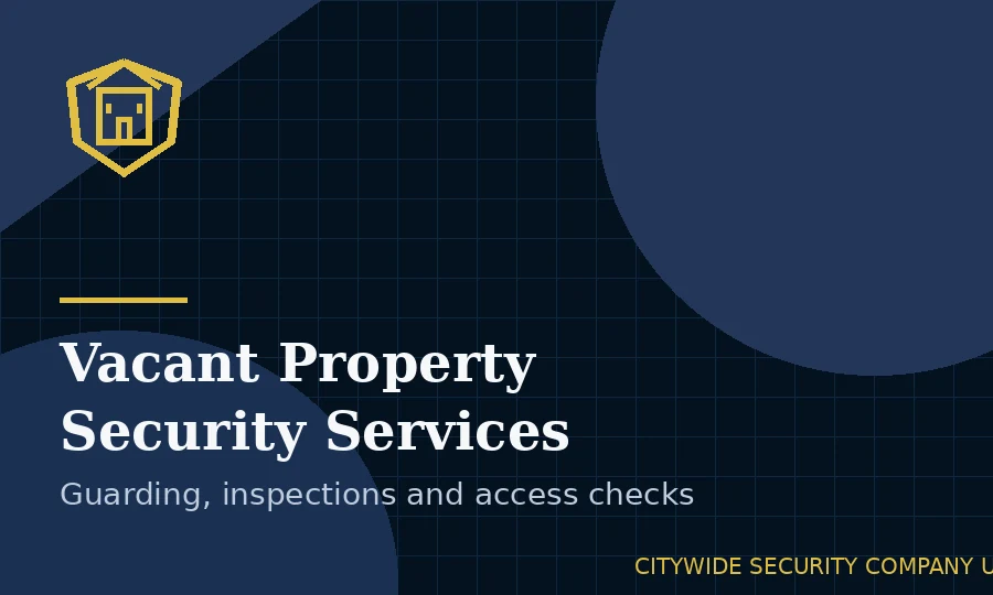 Security officer inspecting and protecting a vacant commercial property